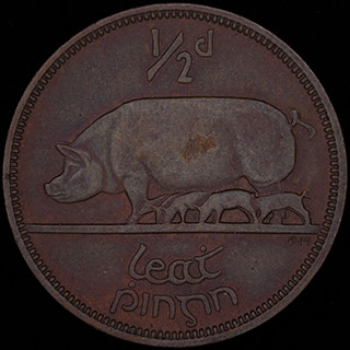 Ирландия. 1/2 пенни 1965 г. Медь Ирландия. 1/2 пенни 1965 г. Медь