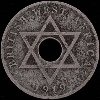 Британская Западная Африка. 1 пенни 1919 г. Н. Медно-никелевый сплав Британская Западная Африка. 1 пенни 1919 г. Н. Медно-никелевый сплав