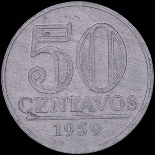 Бразилия. 50 сентаво 1959 г. Алюминий Бразилия. 50 сентаво 1959 г. Алюминий
