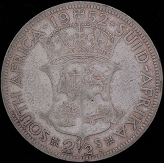 ЮАР. 2 1/2 шиллинга 1952 г. Серебро ЮАР. 2 1/2 шиллинга 1952 г. Серебро