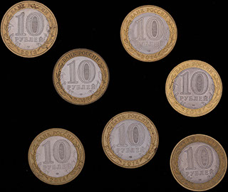 Лот из памятных 10 рублей 2014-2016 гг. 7 шт. Лот из памятных 10 рублей 2014-2016 гг. 7 шт.