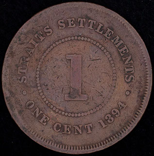 Стрейтс Сетлментс. 1 цент 1894 г. Медь Стрейтс Сетлментс. 1 цент 1894 г. Медь