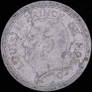 Монако. 1 франк 1943 г. Алюминий Монако. 1 франк 1943 г. Алюминий