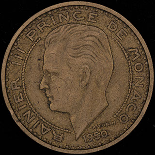 Монако. 50 франков 1950 г. Алюминиевая бронза Монако. 50 франков 1950 г. Алюминиевая бронза