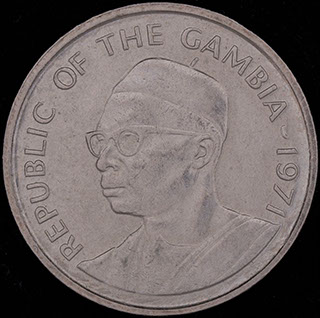 Гамбия. 25 бутутов 1971 г. Медно-никелевый сплав Гамбия. 25 бутутов 1971 г. Медно-никелевый сплав