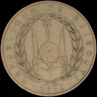 Джибути. 500 франков 2010 г. Медно-алюминиево-никелевый сплав Джибути. 500 франков 2010 г. Медно-алюминиево-никелевый сплав