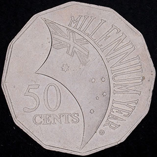 Австралия. 50 центов 2000 г. «Миллениум». Медно-никелевый сплав Австралия. 50 центов 2000 г. «Миллениум». Медно-никелевый сплав
