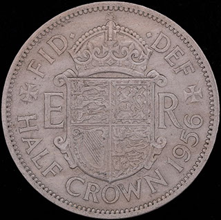 Великобритания. 1/2 кроны 1956 г. Медно-никелевый сплав Великобритания. 1/2 кроны 1956 г. Медно-никелевый сплав