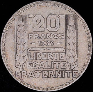Франция. 20 франков 1933 г. Серебро Франция. 20 франков 1933 г. Серебро