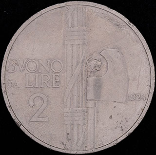 Италия. 2 лиры 1924 г. Никель Италия. 2 лиры 1924 г. Никель
