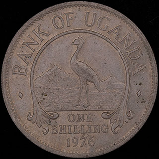 Уганда. 1 шиллинг 1976 г. Сталь с медно-никелевым покрытием Уганда. 1 шиллинг 1976 г. Сталь с медно-никелевым покрытием
