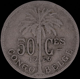 Бельгийское Конго. 50 сантимов 1926 г. Медно-никелевый сплав Бельгийское Конго. 50 сантимов 1926 г. Медно-никелевый сплав