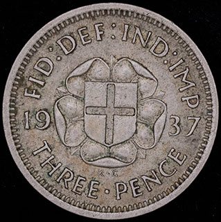 Великобритания. 3 пенса 1937 г. Серебро Великобритания. 3 пенса 1937 г. Серебро