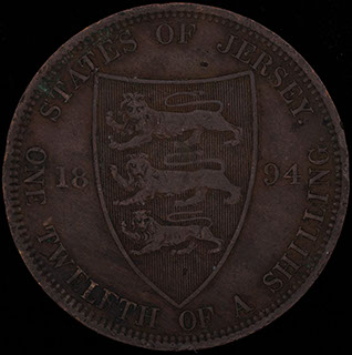 Джерси. 1/12 шиллинга 1894 г. Медь Джерси. 1/12 шиллинга 1894 г. Медь