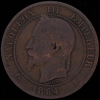 Франция. 10 сантимов 1864 г. BB. Медь Франция. 10 сантимов 1864 г. BB. Медь
