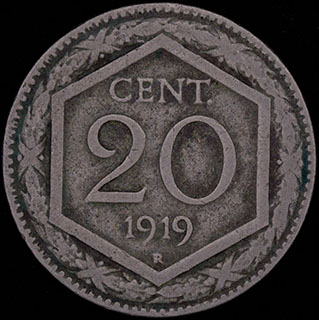 Италия. 20 чентезимо 1919 г. R. Медно-никелевый сплав Италия. 20 чентезимо 1919 г. R. Медно-никелевый сплав