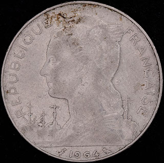 Реюньон. 100 франков 1964 г. Никель Реюньон. 100 франков 1964 г. Никель