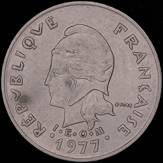 Новая Каледония. 10 франков 1977 г. Никель Новая Каледония. 10 франков 1977 г. Никель