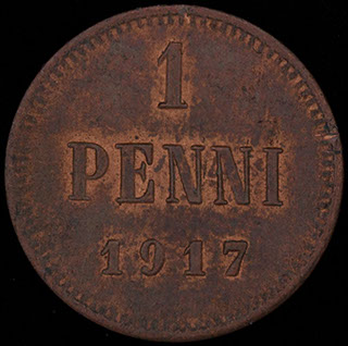1 пенни 1917 г. Медь 1 пенни 1917 г. Медь
