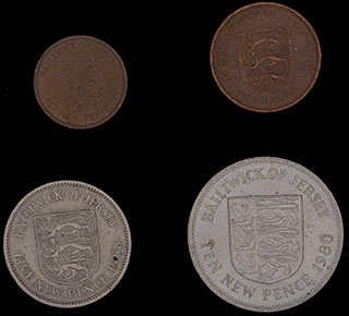 Джерси. Лот из монет 1968-1980 гг. 4 шт. Джерси. Лот из монет 1968-1980 гг. 4 шт.