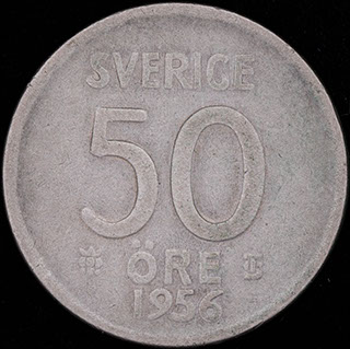 Швеция. 50 эре 1956. Серебро Швеция. 50 эре 1956. Серебро