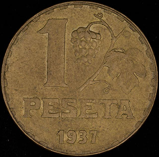 Испания. 1 песета 1937 г. Латунь Испания. 1 песета 1937 г. Латунь