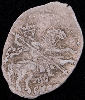 Москва. Михаил Федорович. Копейка 1613-1645 гг. МО СКВА. Серебро. ГКХ № 378 Москва. Михаил Федорович. Копейка 1613-1645 гг. МО СКВА. Серебро. ГКХ № 378