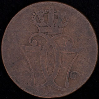 Дания. 1 скиллинг 1771 г. Медь Дания. 1 скиллинг 1771 г. Медь