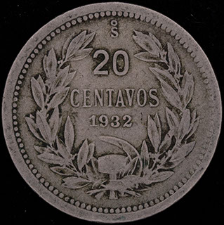 Чили. 20 сентаво 1932 г. Медно-никелевый сплав Чили. 20 сентаво 1932 г. Медно-никелевый сплав