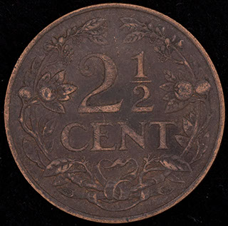 Нидерланды. 2 1/2 цента 1941 г. Медь Нидерланды. 2 1/2 цента 1941 г. Медь