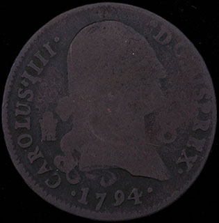 Испания. 8 мараведи 1794 г. Медь Испания. 8 мараведи 1794 г. Медь