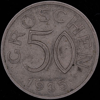 Австрия. 50 грошей 1935 г. Медно-никелевый сплав Австрия. 50 грошей 1935 г. Медно-никелевый сплав