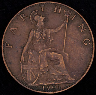 Великобритания. 1 фартинг 1901 г. Медь Великобритания. 1 фартинг 1901 г. Медь