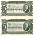 Лот из двух билетов Государственного Банка СССР 5 червонцев 1937 г.: